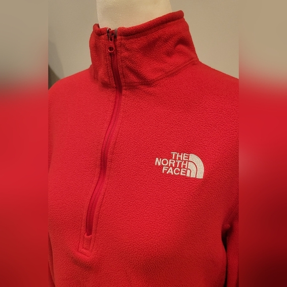 The North Face Quarter Zip Sweatshirt Red  Men's Size M - Picture 2 of 7